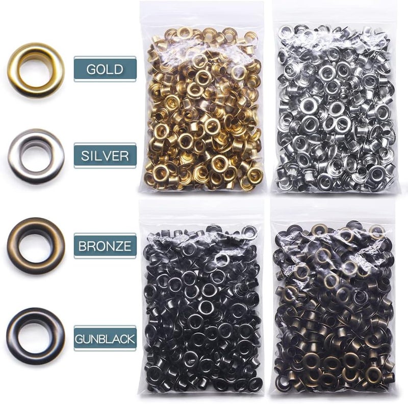SEMINI Grommet Kit 800 Sets Gronmets Eyelets with 3 Pieces Install Tool Kit, 4 Colors - Image 3